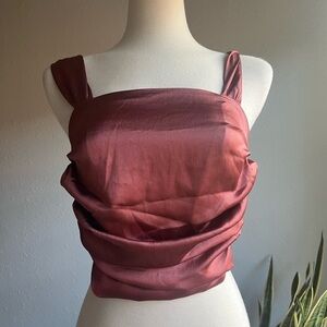NWT Boohoo Satin Crop Top